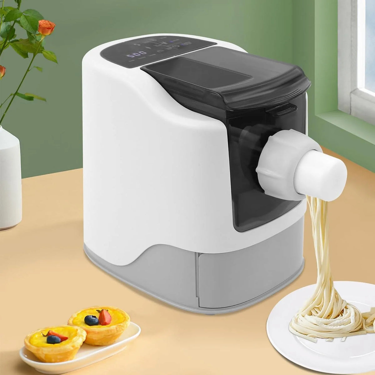 Machine à pâtes, avec 13 disques pour la préparation de boulettes, jusqu'à 480 g de farine, électrique de cuisine entièrement automatique, spaghetti