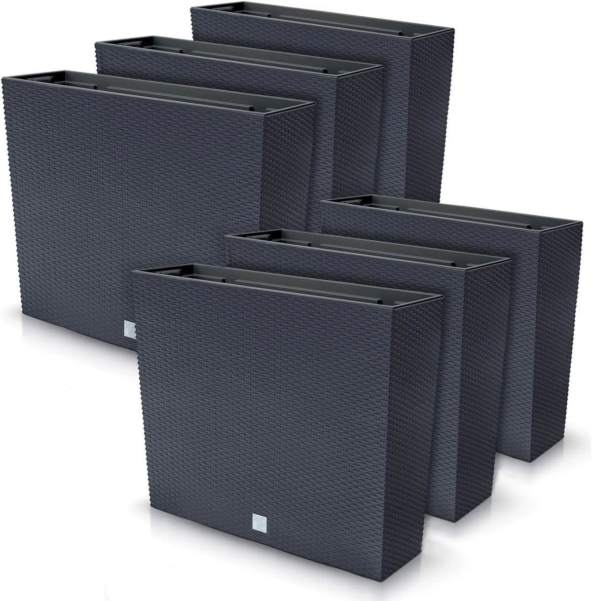 Lot de, 6 pots à fleurs rectangulaires Rato Case T en plastique 58 x 18 x 49,8 cm