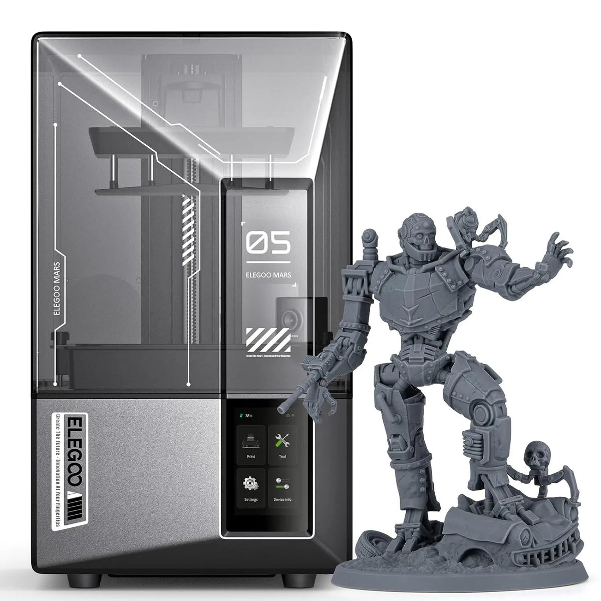 Imprimante, Impression 3D Rapide à 150mm, ELEGOO Mars 5 Ultra 3D Résine 9K MSLA, 150mm/h, Nivellement Automatique, Caméra AI