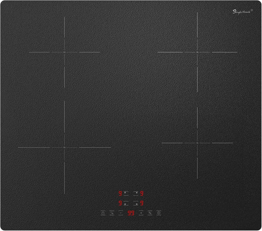 Plaque de cuisson, Induction 4 Feux Encastrable, 9 Niveaux de Puissance, Minuterie 1-99 Min, puissance 7200W, Fonction Boost, Verre Mat Anti-Traces
