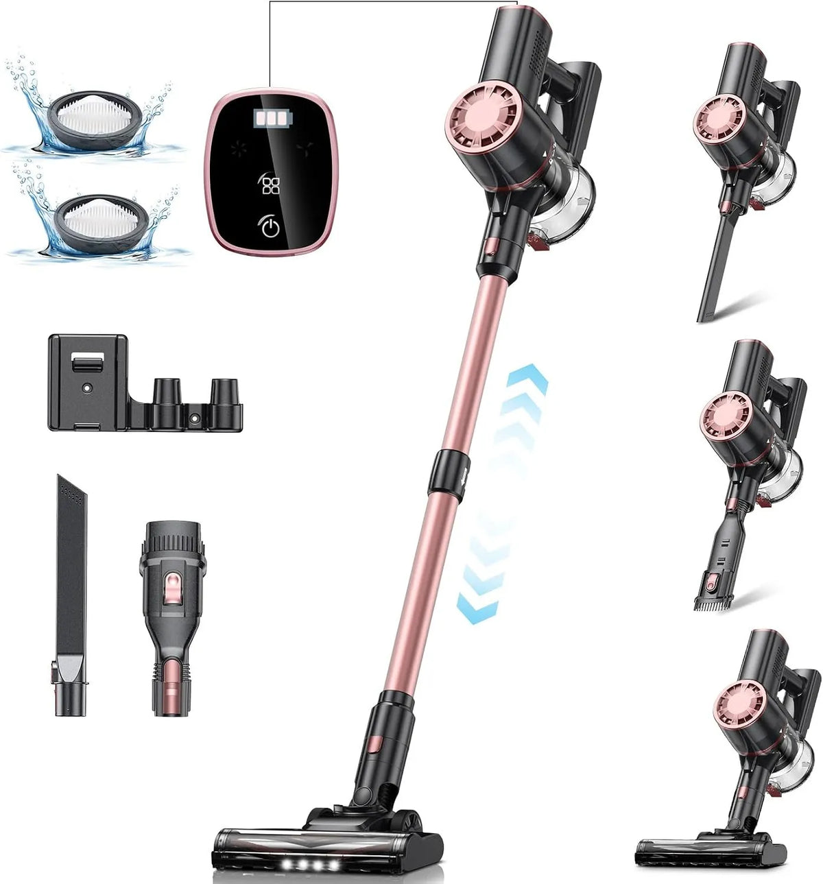 Aspirateur sans fil 2200, autonomie de 35 minutes, écran LED, le parquet, les, aspirateur balai léger 6 en 1, autonome, 2200 mAh, la moquette