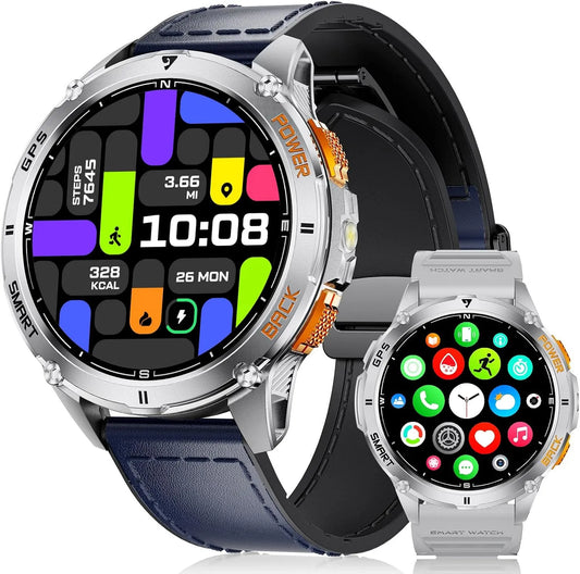 Modèle Intégré Montre Connectée Homme 5ATM LIGE GPS, 300+ Cadran, Boussole, Bleu Foncé, 170+ Sports, Étanchéité, Altimètre