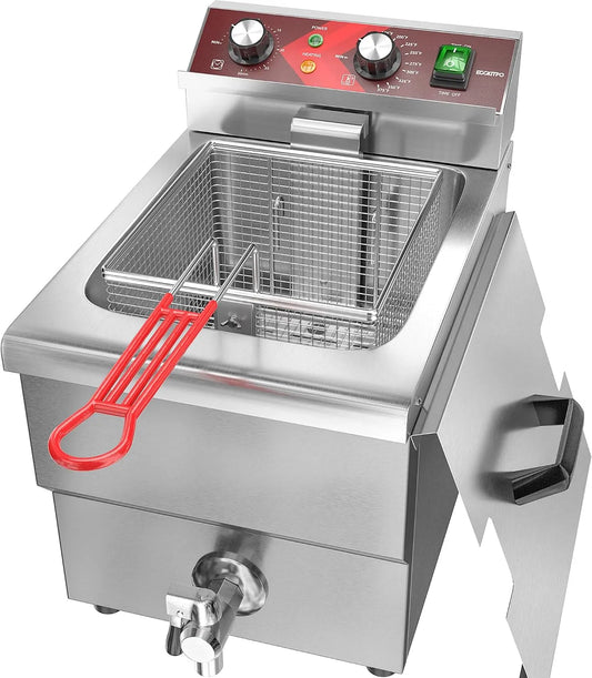 Friteuse Grande friteuse électrique EGGKITPO 12 L Friteuse EGGKITPO, avec vidange d'huile et minuterie Friteuse
