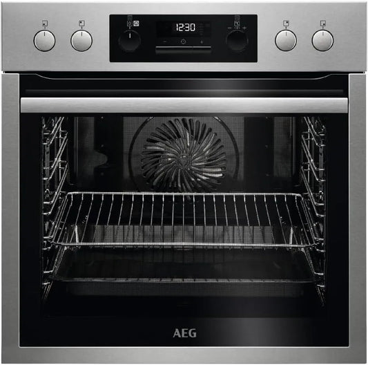 AEG four BPS331160M, 45 programmes, 10 fonctions, 71, multifonction, nettoyage pyrolytique, cuisson uniforme, ventilateur XXL, poignées rétractables