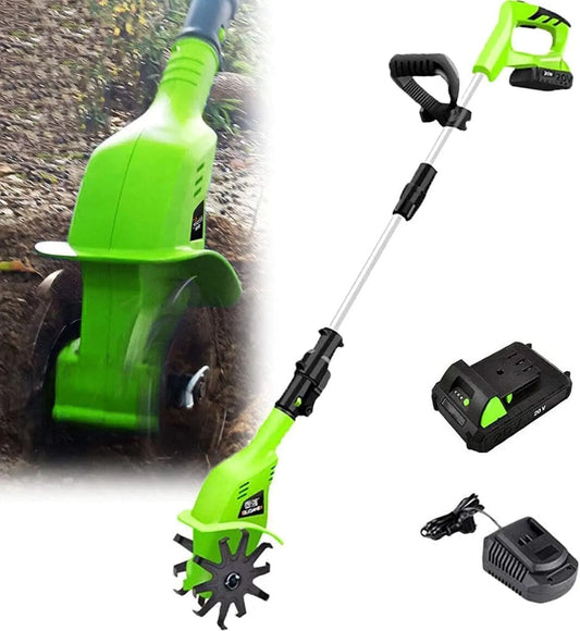 Motoculteur, profondeur de travail du sol 25 cm et largeur 10 cm, électrique de jardin réglable, mini terrestre portatif