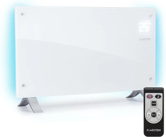 Klarstein radiateur IP24, puissance 2000 W, Idéal pour les pièces jusqu'à 40 m², 5°- 45°C, 2 niveaux de chauffage, Bornholm, Norme,Mode ECO, Timer
