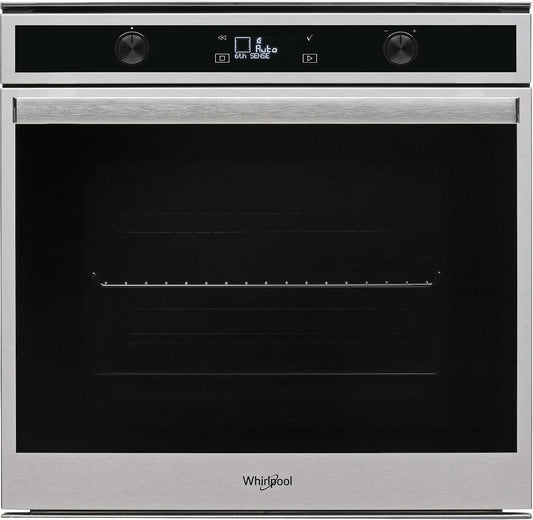 Whirlpool four W6OM54S1P, capacité 73 litres, 4 vitres, encastrable pyrolyse, Classe énergétique A+, pyrolyse Inox, multifonction, Porte froide