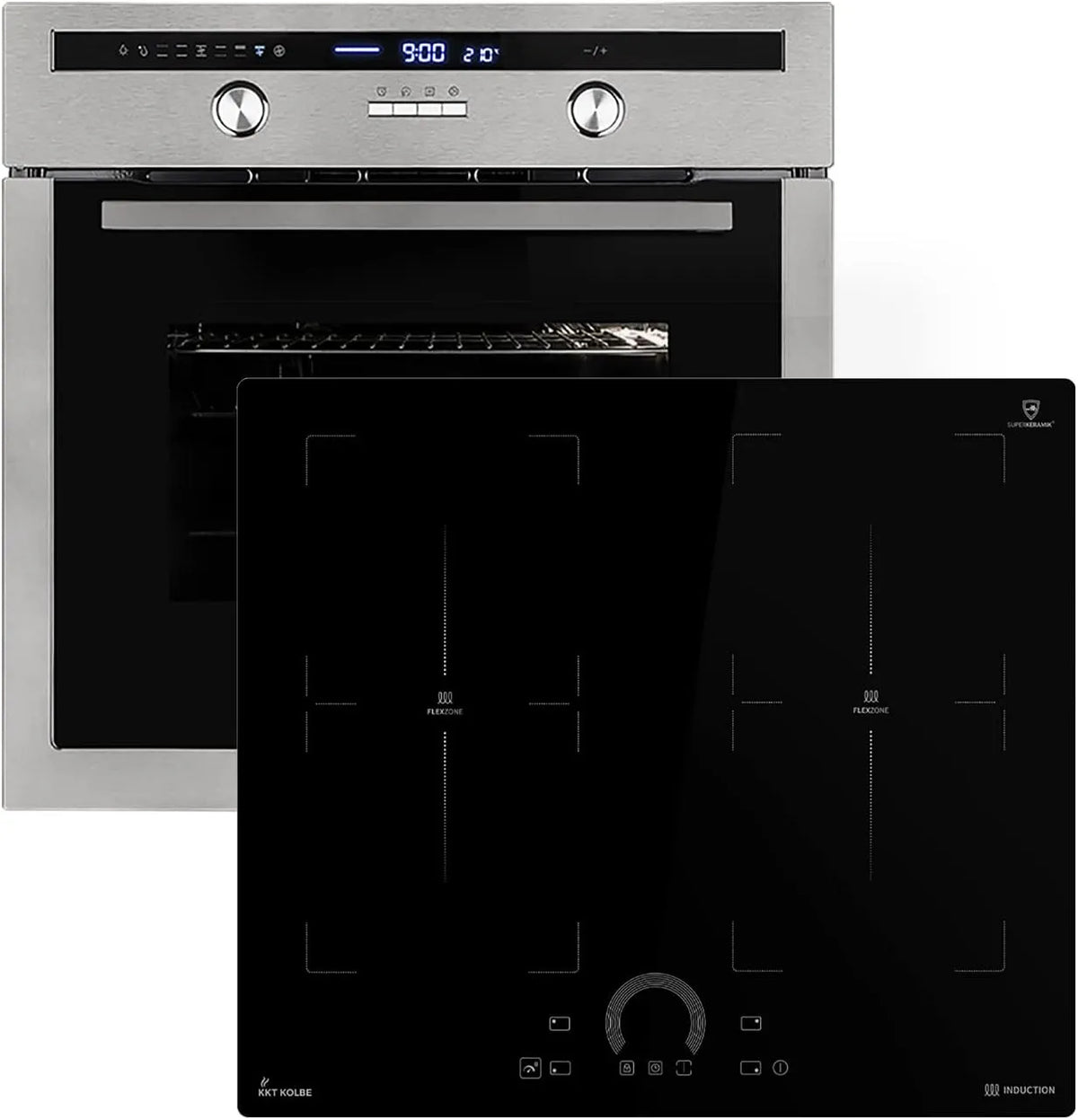 Cuisinière EB8013ED IH85904FZ SET8013IH594FZ, 60cm Four encastrable + 59cm Plaque Induction, Rôtisserie, Capteur de température du cœur, Gril