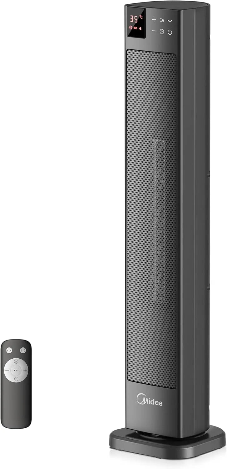 Midea radiateur NTH20-22GR 24H, Céramique 2000W avec Thermostat et Télécommande, largeur 76 cm, 3 Modes Minuterie, Protection Surchauffe, Bascule