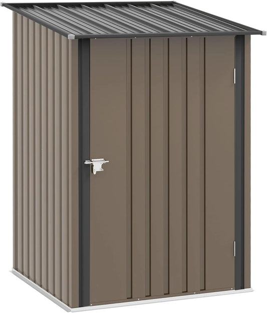 Abri de jardin Outsunny, dimensions 100 x 103 x 160 cm, porte verrouillable, 0,92 m² en acier galvanisé avec porte battante, marron