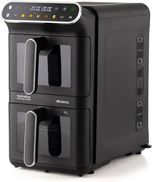 Ariete friteuse à air chaud, 4640/00 Air Fryer Vertical DUO double verticale 2460 W, capacité 11 l, 6 programmes, jusqu'à 200 °C, fonction gril