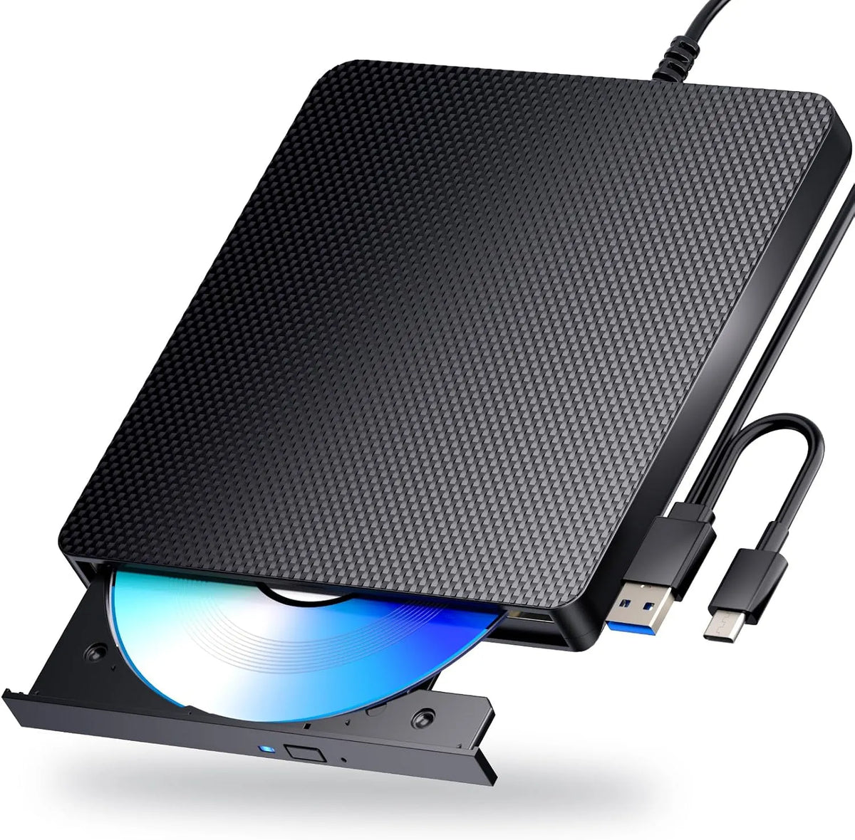 Externe compatible lecture Lecteur Blu-ray, écriture Bluray Graveur USB 3.0 et lecteur DVD de type C pour PC, Windows 7-11 et Mac, finition noire